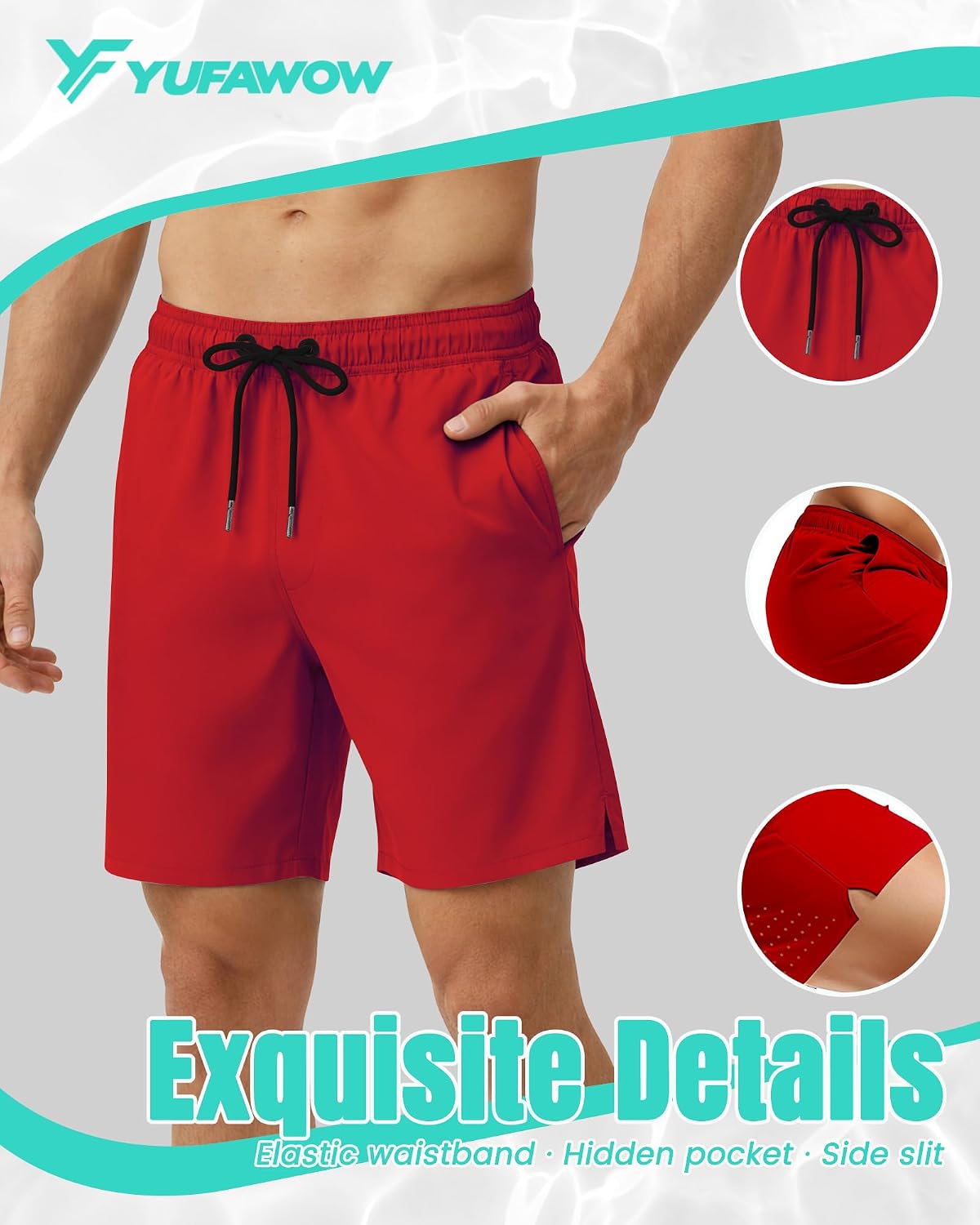 Detalle de Yufawow Men's Swim Trunks, 7-Inch