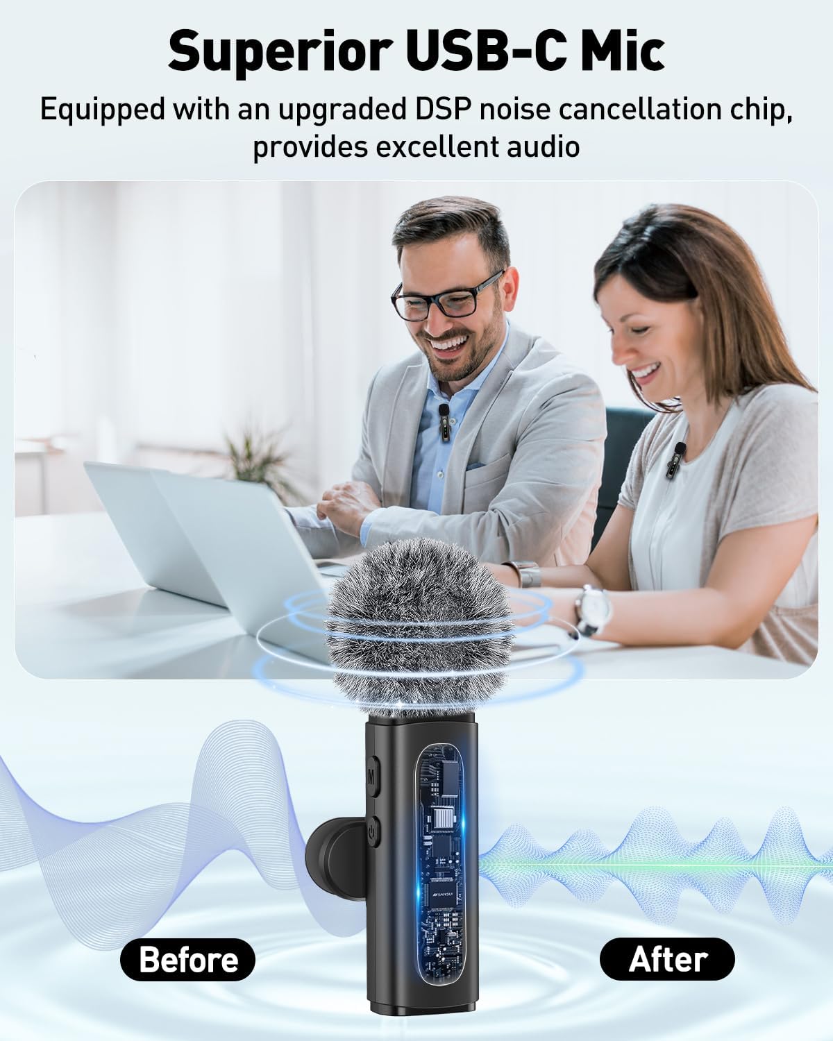 Detalle de Unknown USB C Lavalier Microphone Wireless Mini Mic for Vlogging 🎤