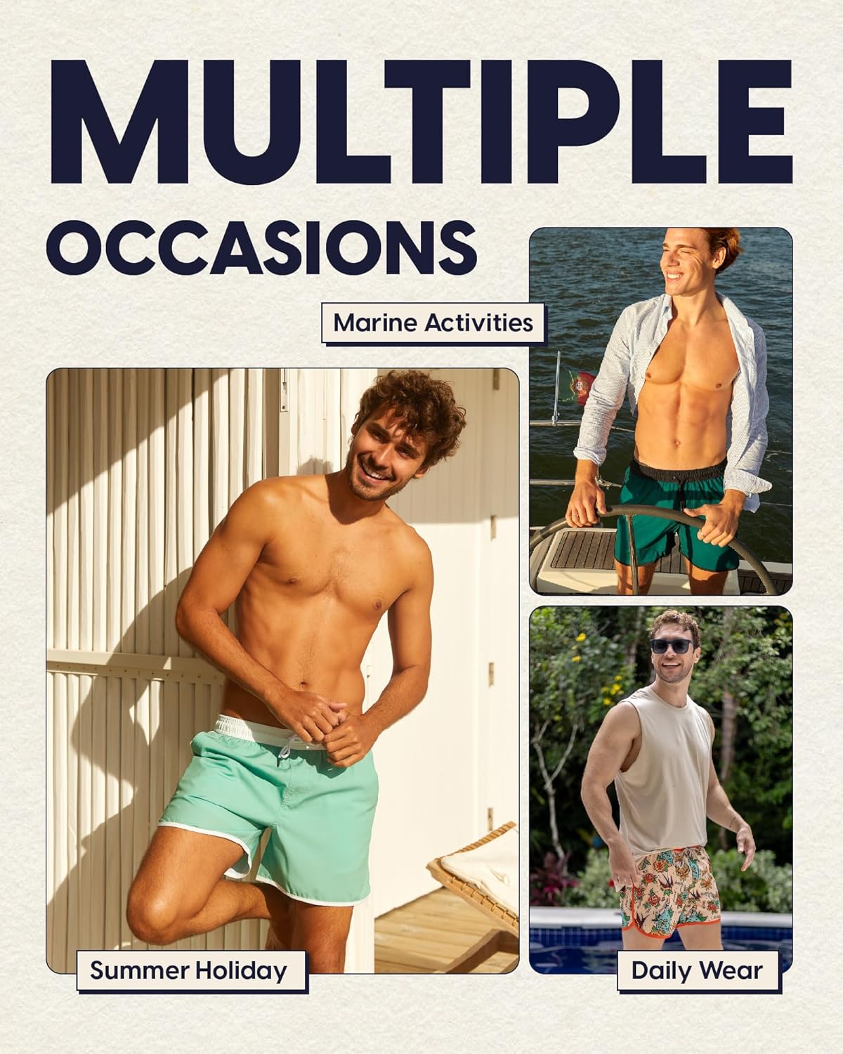 Thumbnail 5 de maamgic Mens Short 80s 90s Vintage 5.5" Swim Trunks – 2-in-1 Quick Dry Board Short