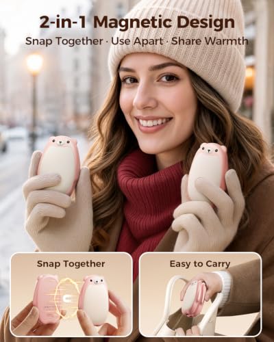 Detalle 2 de Bearwind Rechargeable Hand Warmers, 2-Pack, Magnetic Pocket Warmers in Pink