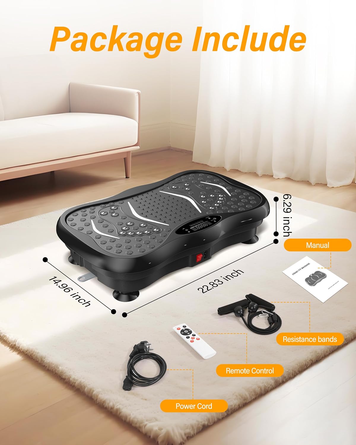 Detalle de Vibration Plate Exercise Machine for Home Workout – 5 Programme Modes, 99 Speed Levels, 330 lbs Capacity