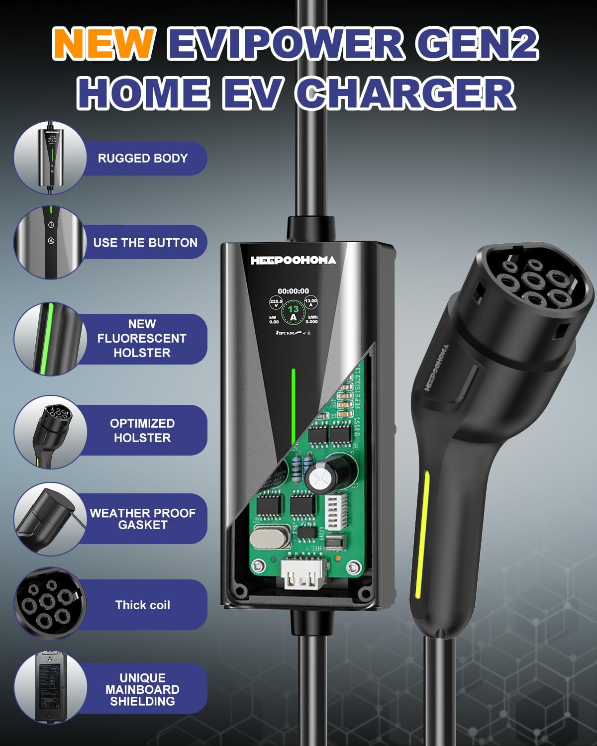 Detalle 2 de EV Charger 10M 3 kW Portable 6–13A