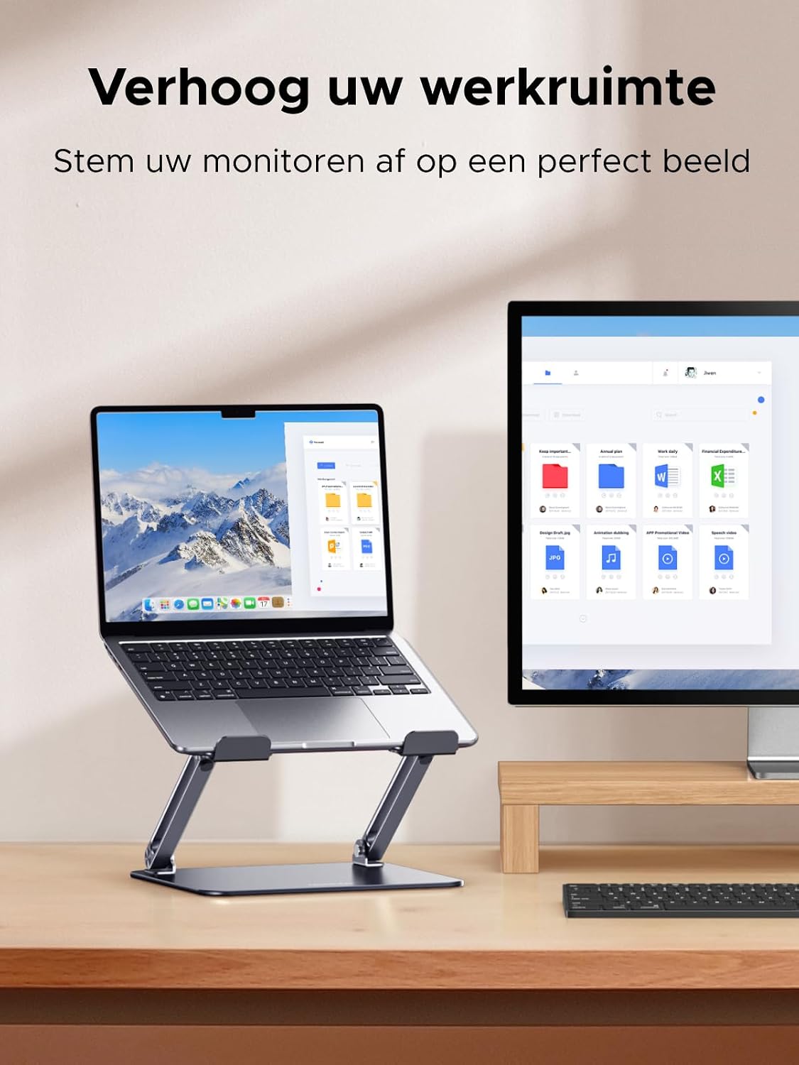 Detalle 2 de UGREEN 45929 laptopstandaard met dubbel scharnier, verstelbaar en opvouwbaar