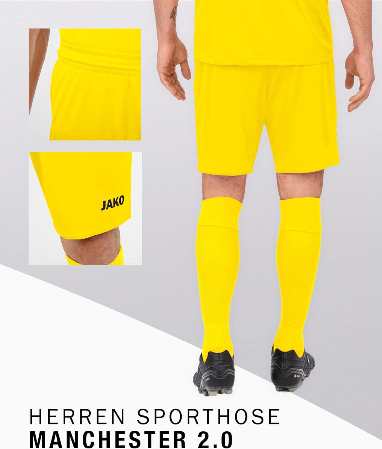 Detalle de JAKO Manchester 2.0 Sporthose Herren kurz – feuchtigkeitstransportierend aus 100% Polyester mit elastischem Bund