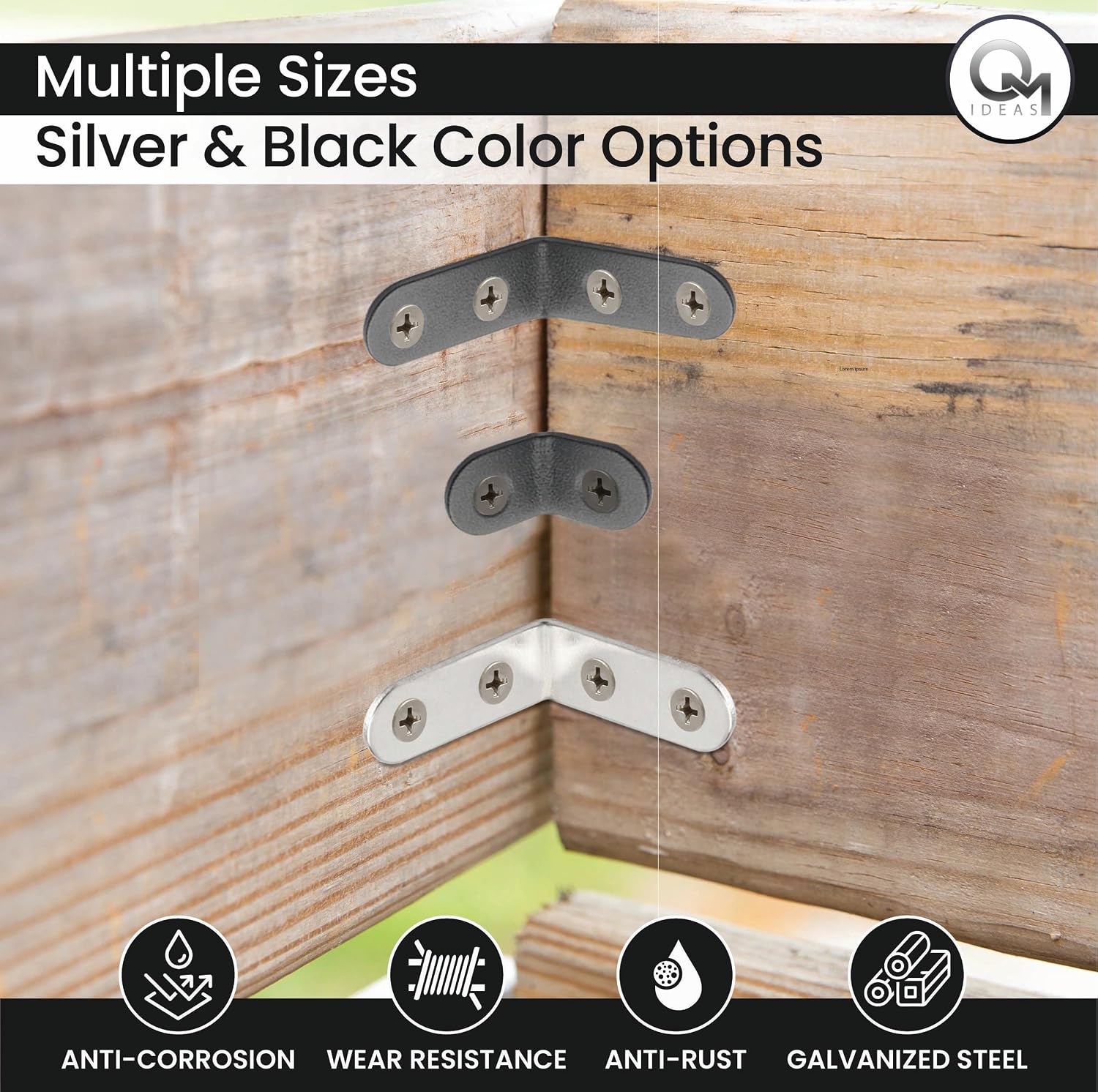 Detalle de OMIDEAS set of 8 stainless steel 90° angle brackets (100 x 100 x 20mm) with screws