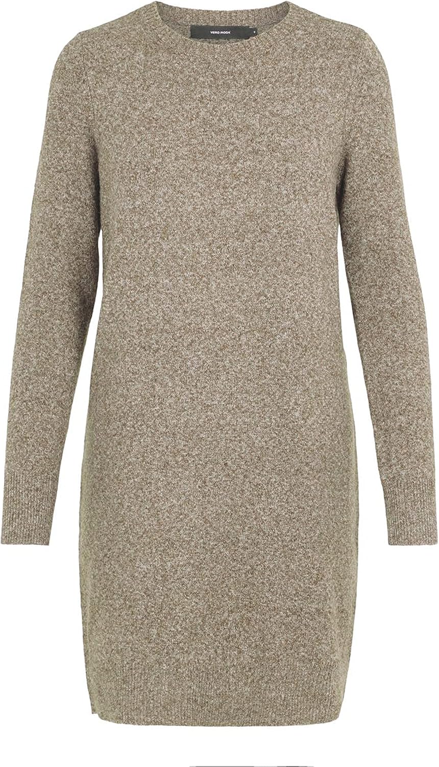 Detalle de VERO MODA Strickkleid VMDOFFY mit Rundhalsausschnitt – kurzes Kleid aus recyceltem Polyester