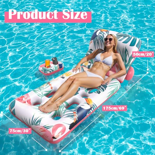 Detalle de LUVTOY Colchoneta Piscina con Respaldo Ajustable: descanso, refresco y diversión para adultos