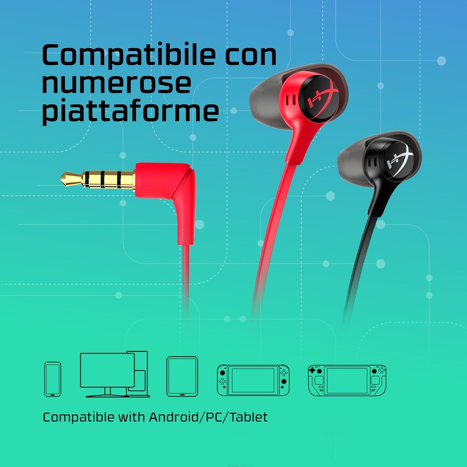 Thumbnail 1 de HyperX Cloud auricolari con connettore a 90° e microfono integrato (rosso)