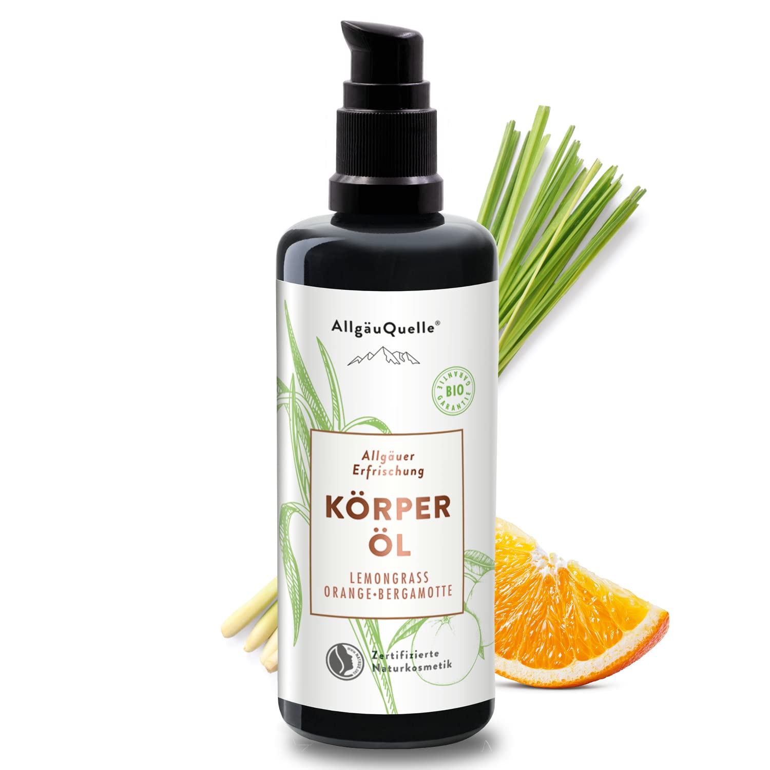 Detalle de AllgäuQuelle® BIO Körperöl „Allgäuer Erfrischung“ (100 ml) mit naturreinen ätherischen Ölen