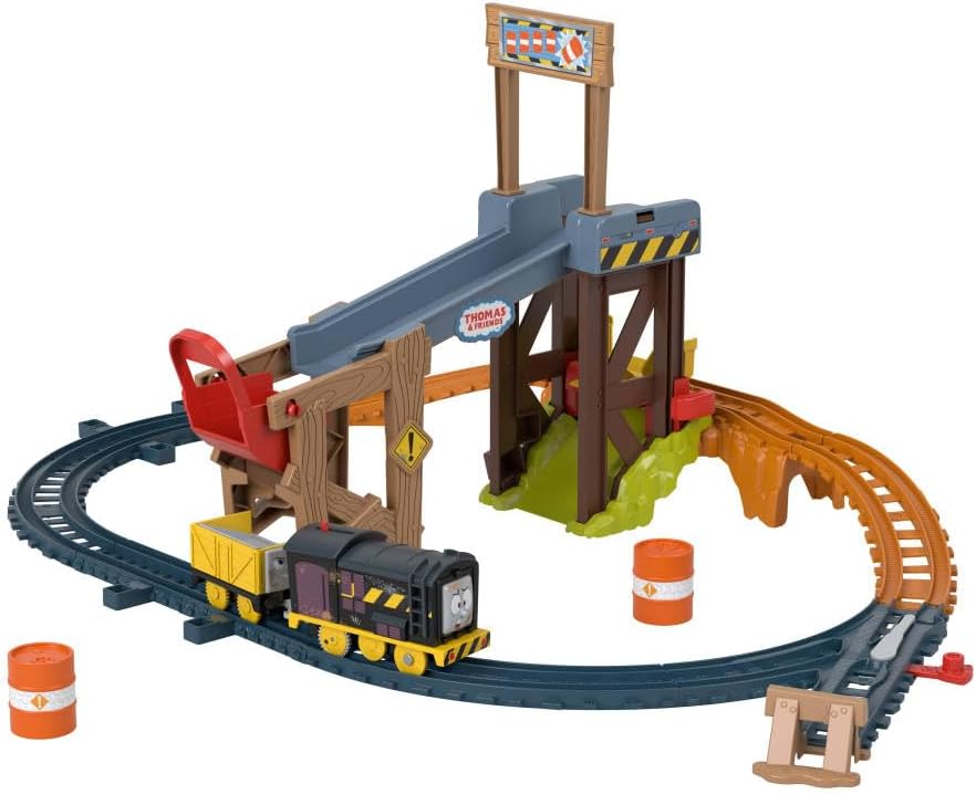 Detalle de Thomas & Friends - Pista Cantiere di Diesel: set di trenino motorizzato con montacarichi e scivolo