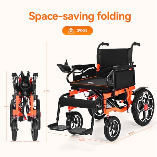 Detalle de ByteTecpeak D09 Electric Wheelchair for Adults – Folding, All-Terrain, 500W, 20Ah, 30km Range