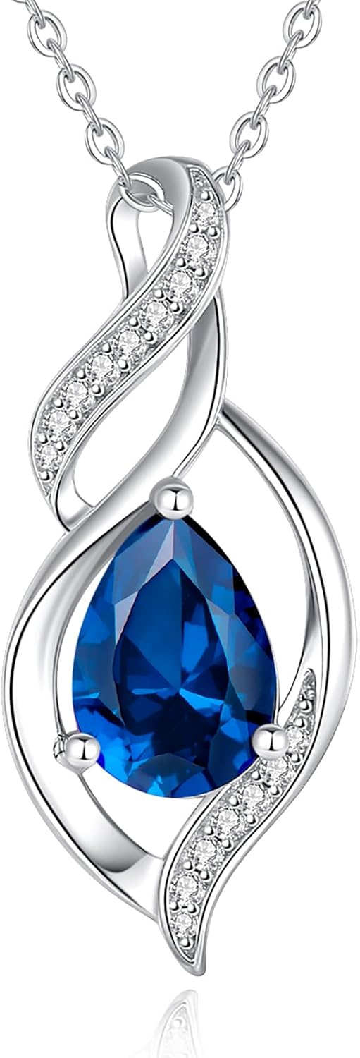 Thumbnail 6 de FANCIME Sterling Silver Teardrop September Birthstone Necklace for Women