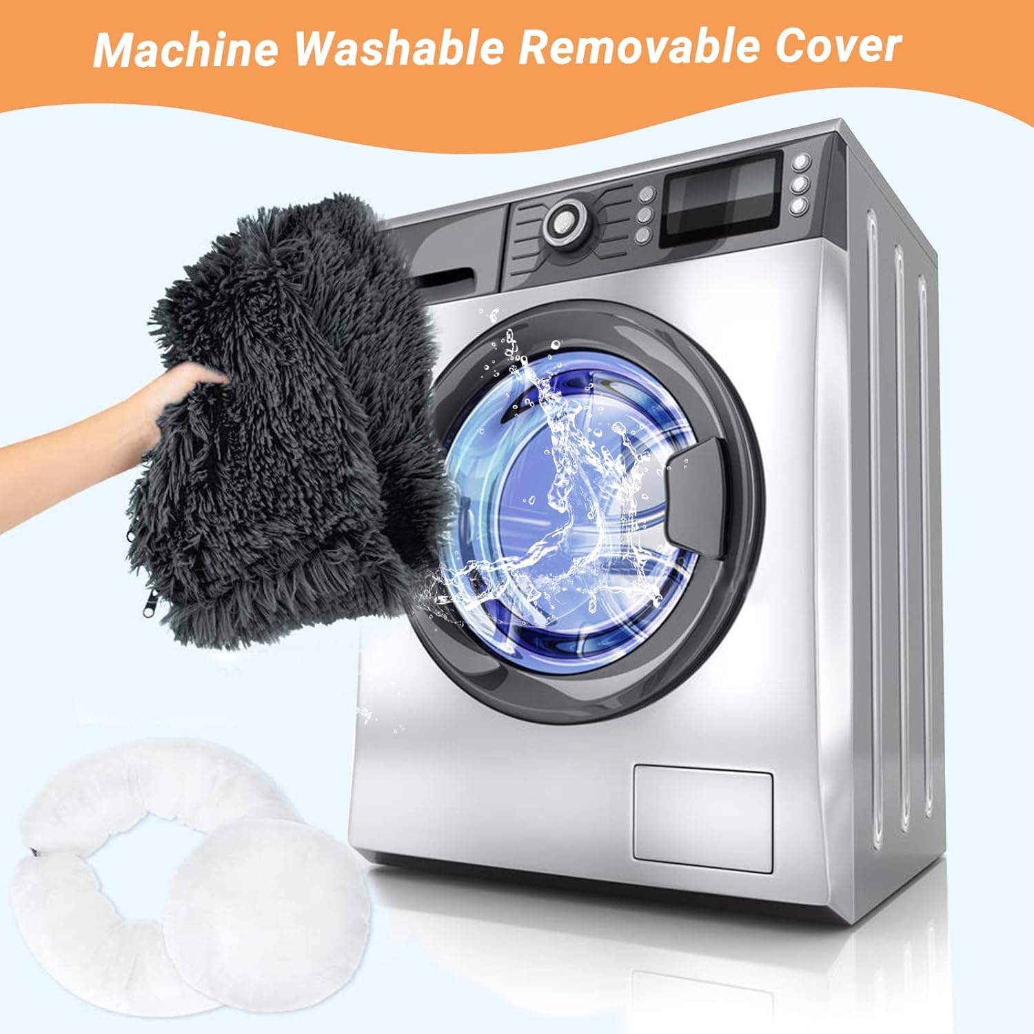 Thumbnail 6 de Donut Dog Bed Medium (60cm) – Washable, removable cover calming plush pet bed