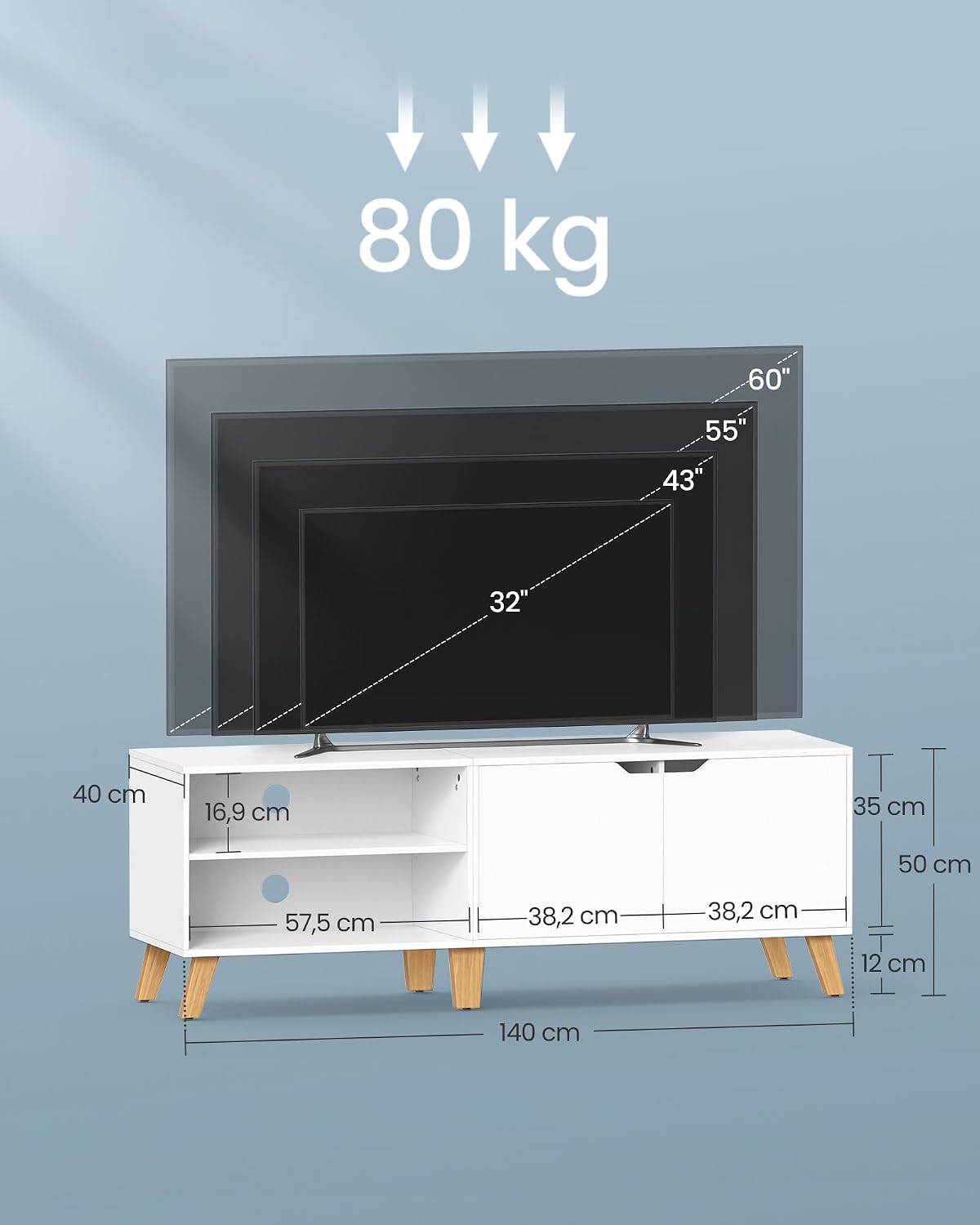 Thumbnail 4 de VASAGLE LTV027T46 Mueble TV 140 cm para 60