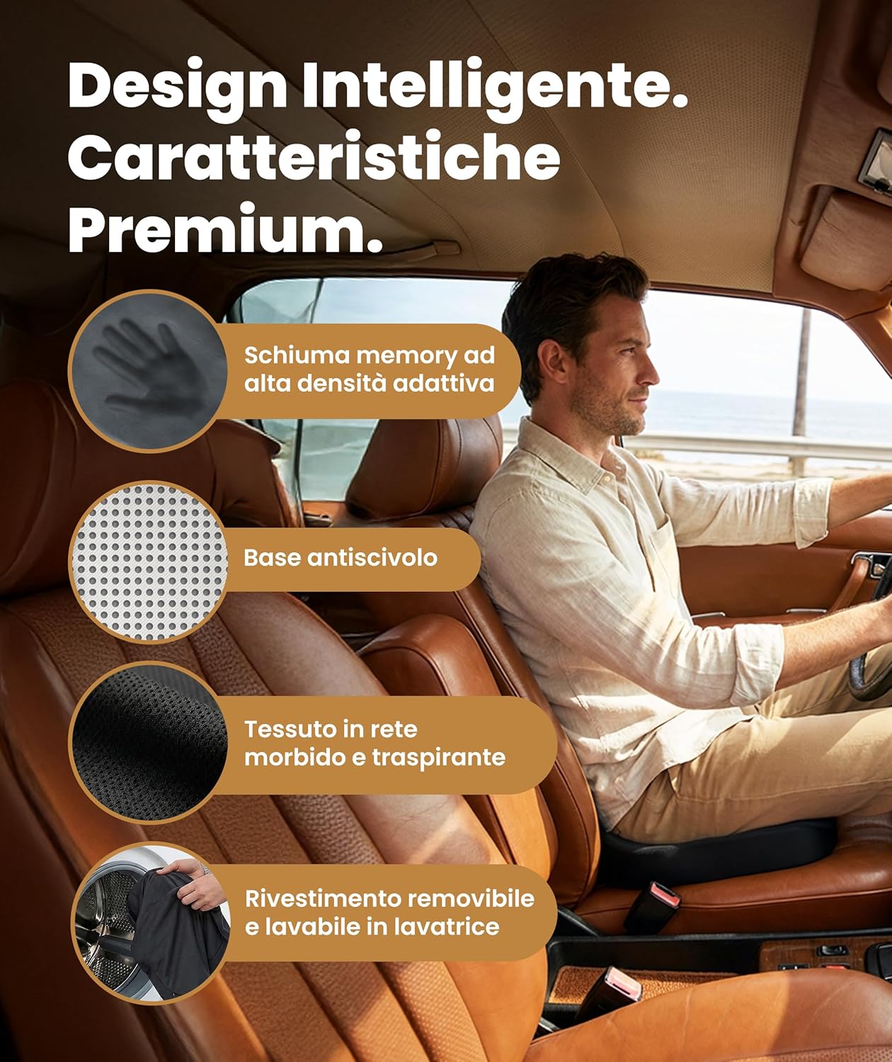 Thumbnail 3 de Everlasting Comfort Cuscino Seduta Memory Foam – supporto ergonomico a U per ufficio, auto e viaggio (Grande, Nero)