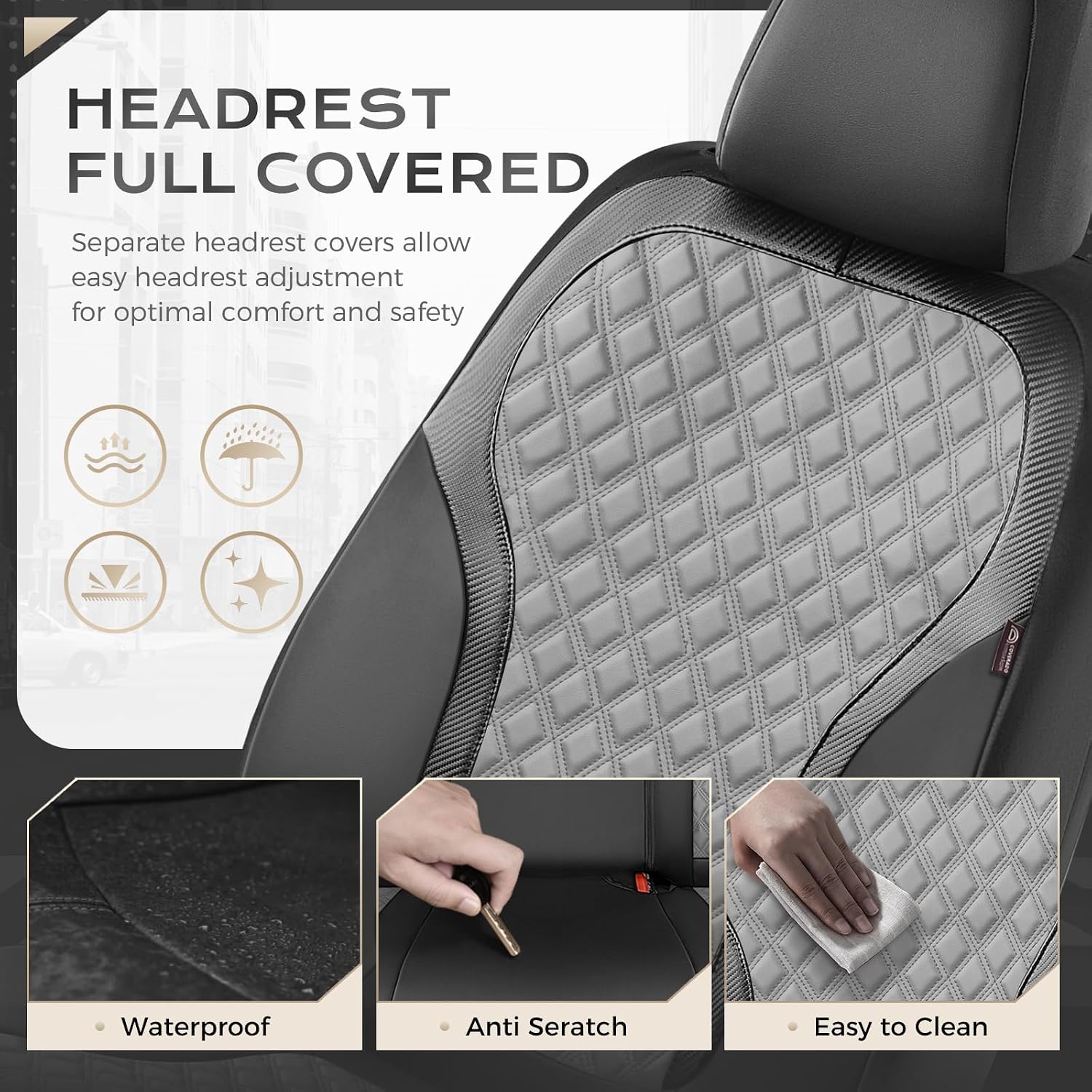 Detalle 2 de Coverado Front Seat Covers, PU Leather