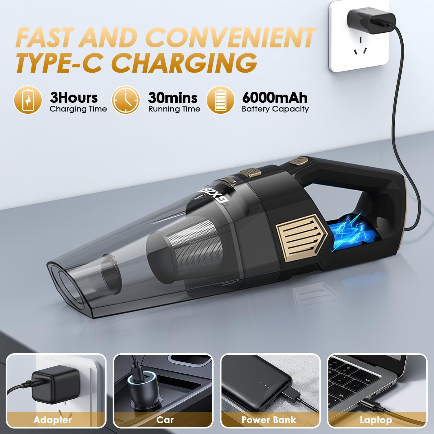 Detalle 2 de Gxzsk Gxzsk Handheld Vacuum 15000PA