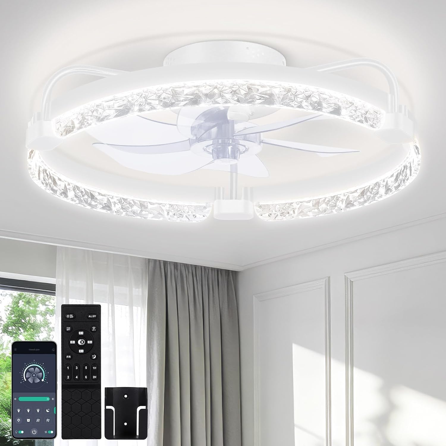 Detalle de OUTON 50cm Ventilador de Techo con Luz