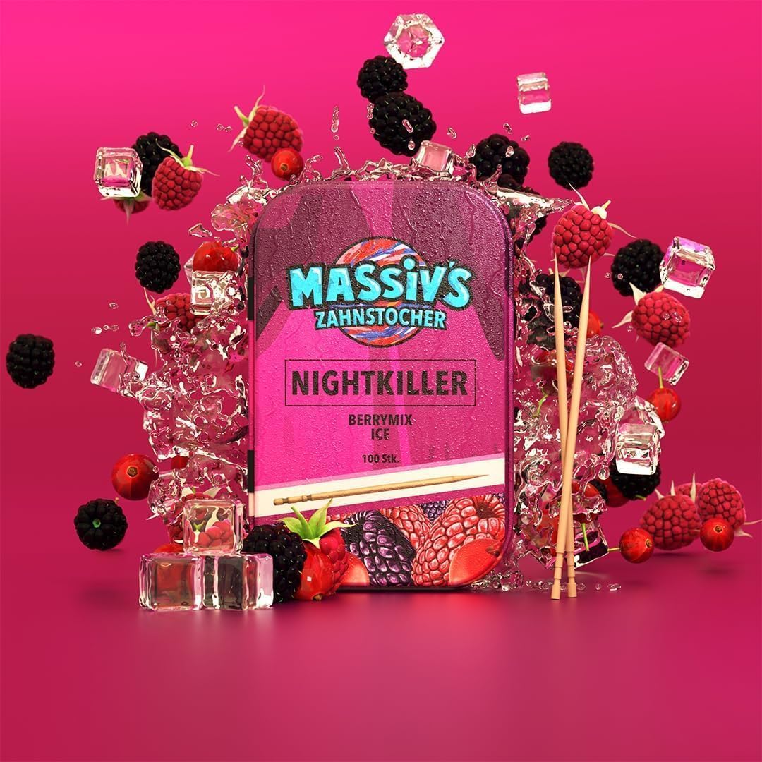 Thumbnail 4 de Massiv’s Zahnstocher NIGHTKILLER Berrymix Ice – 100 aromatisierte Zahnstocher in stylischer Metalldose