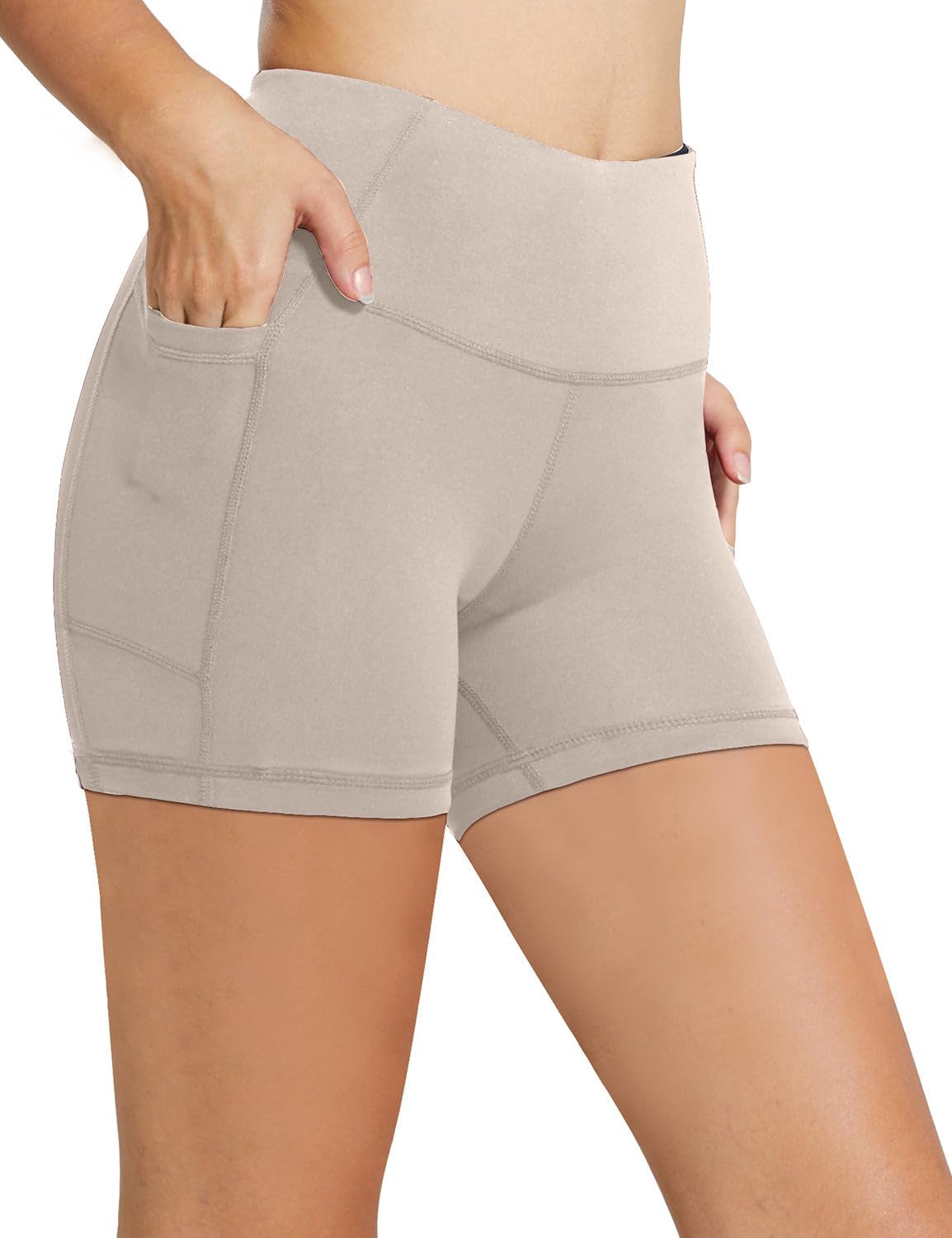 Detalle de baleaf Women's High-W waist Bicycle Shorts with Pockets (8" / 5" / 3" Inseams)