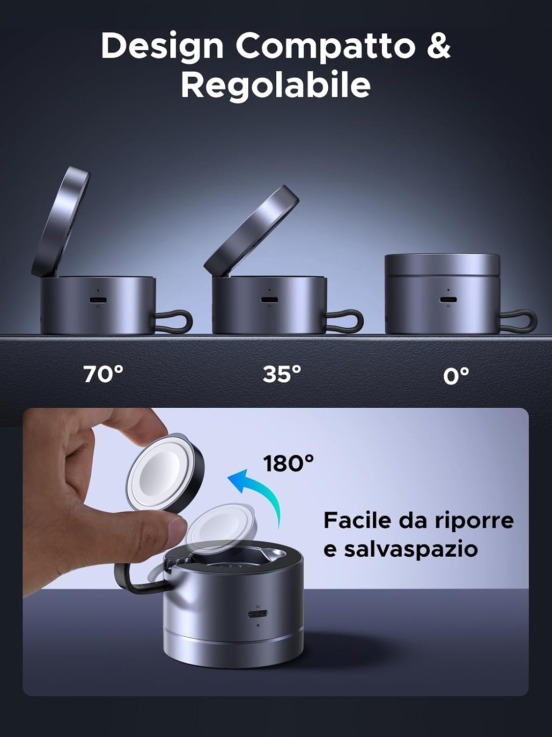Thumbnail 4 de UGREEN MagFlow Caricatore wireless 3 in 1 15W per iPhone, Watch, AirPods