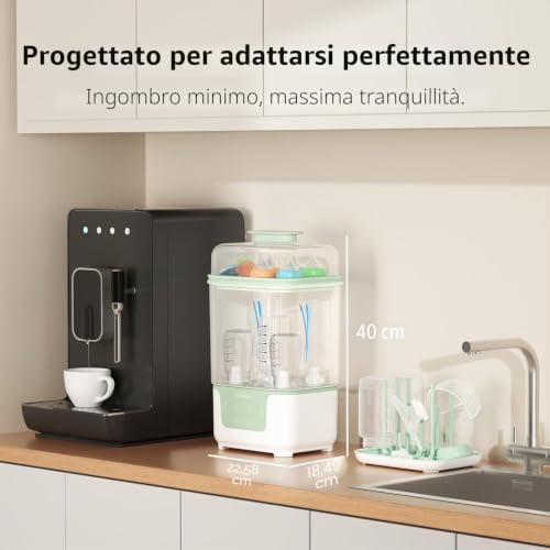Detalle de Momcozy Sterilizzatore Biberon e Asciugatrice 4‑in‑1 Compatto a Vapore