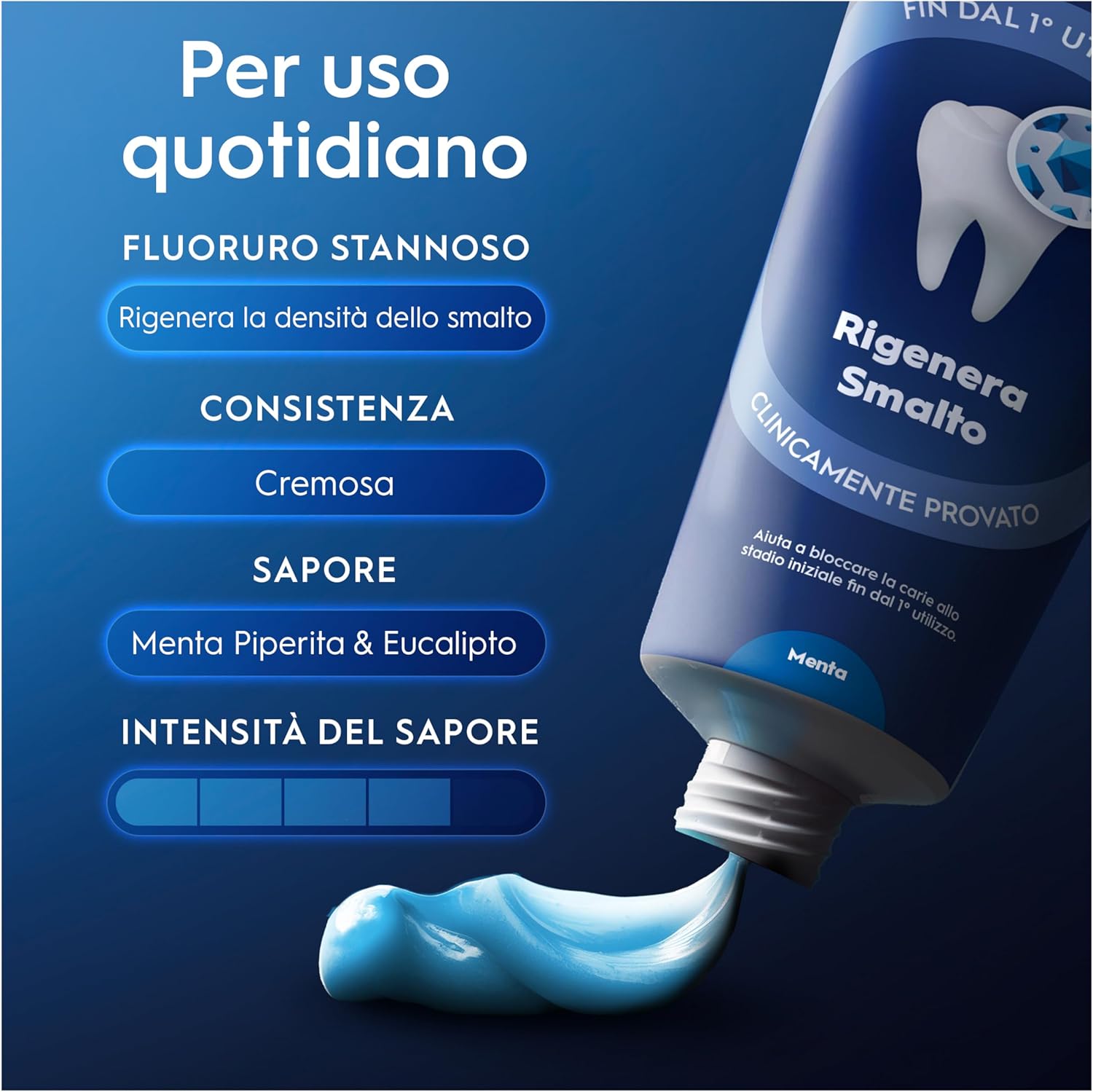 Detalle de Oral-B Dentifricio Advanced Rigenera Smalto, 5x75 ml – Dentifricio allo stannoso fluoruro per protezione e rigenerazione dello smalto