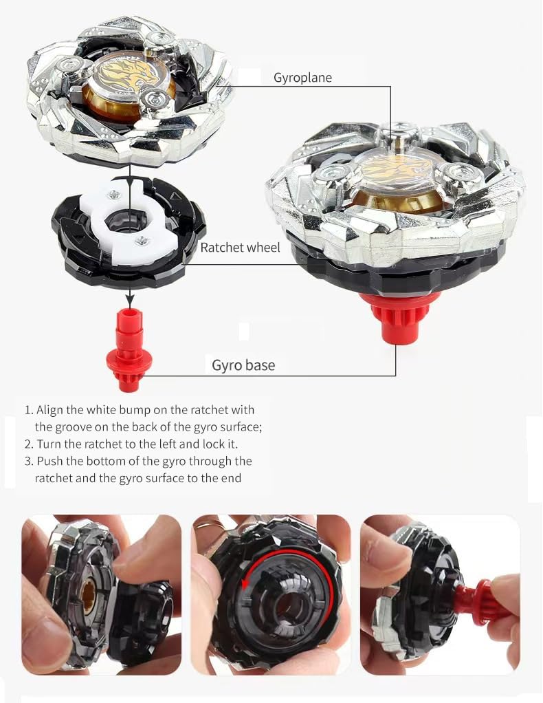 Thumbnail 2 de MUSTYBELT Battling Top Burst Gyro Toy Set (12 tops + 2 two-way launchers) for ages 6+