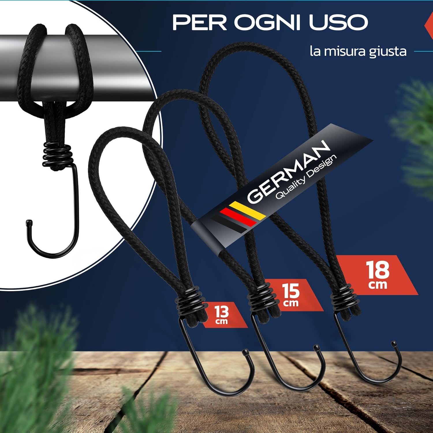 Thumbnail 6 de TRIBURG espansore con ganci da 13 cm, set da 25 pezzi con elastico ad alta resistenza per teloni e carichi