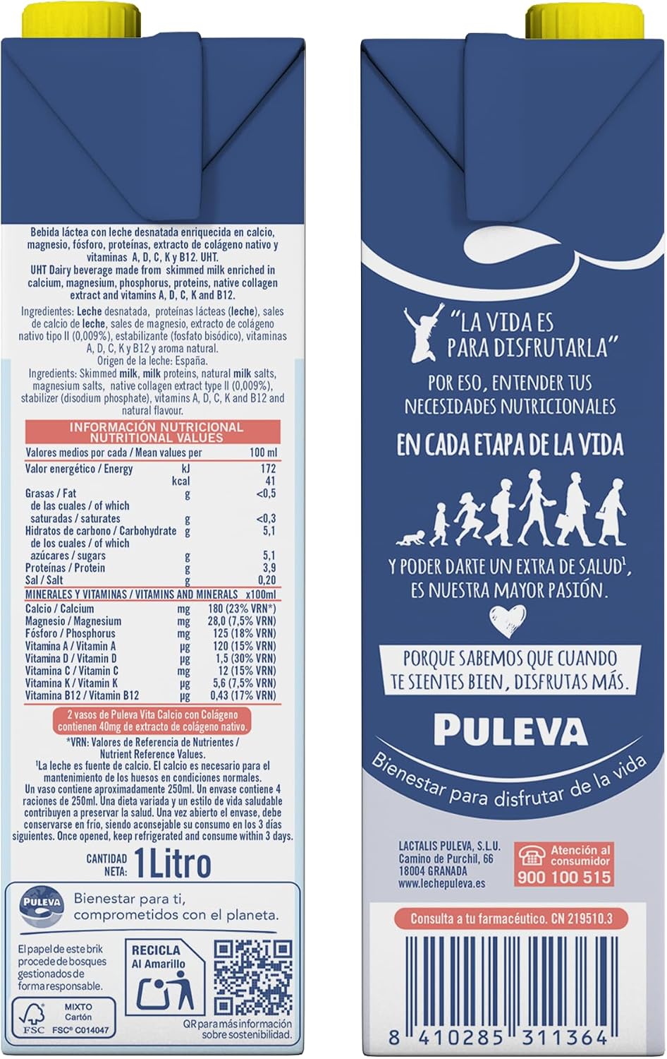 Detalle 2 de Puleva Vita Calcio Leche desnatada 6x1L