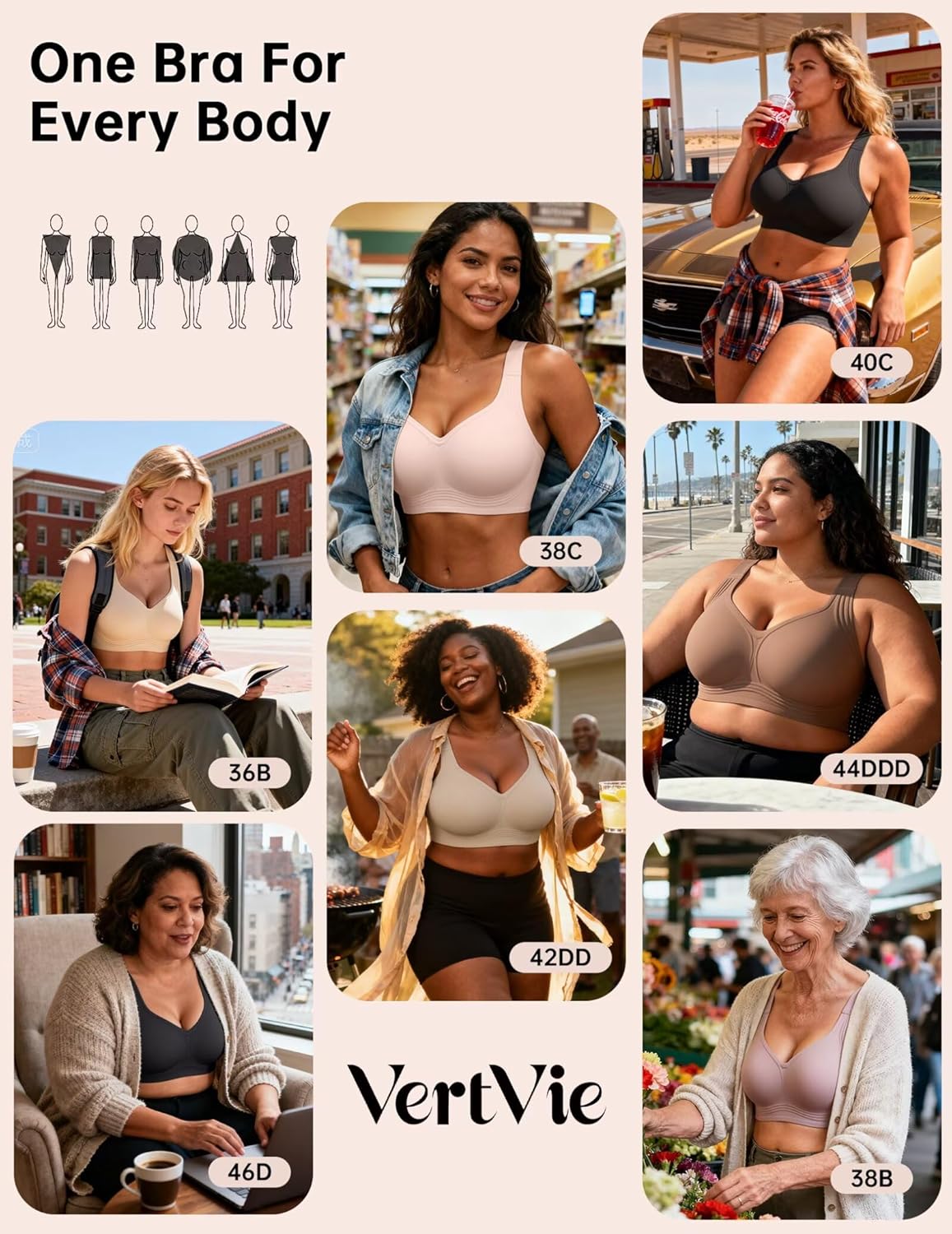 Thumbnail 4 de VertVie Gel Wireless Full-Coverage Bra for Women, Extra-Size, Back-Smoothing