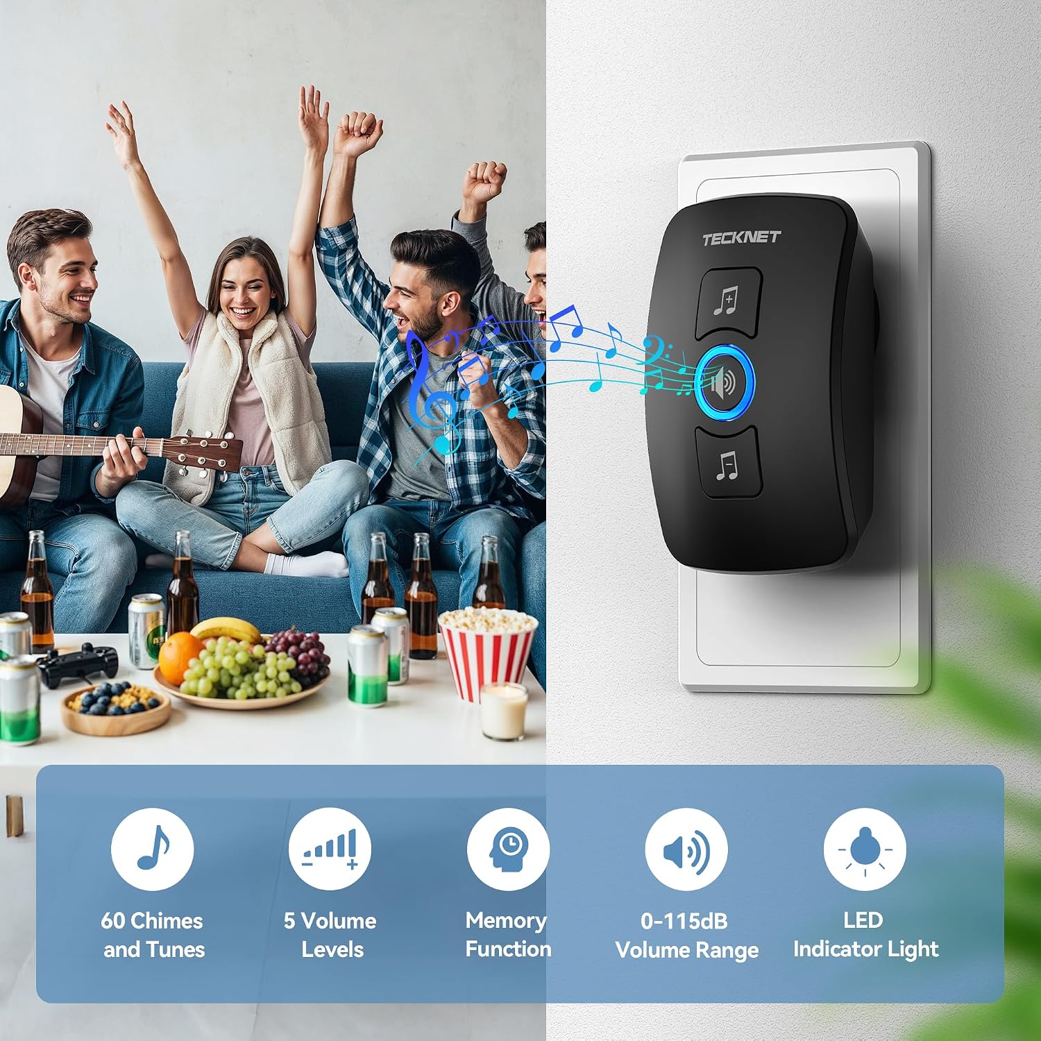 Thumbnail 3 de TECKNET Wireless Doorbell 400m range