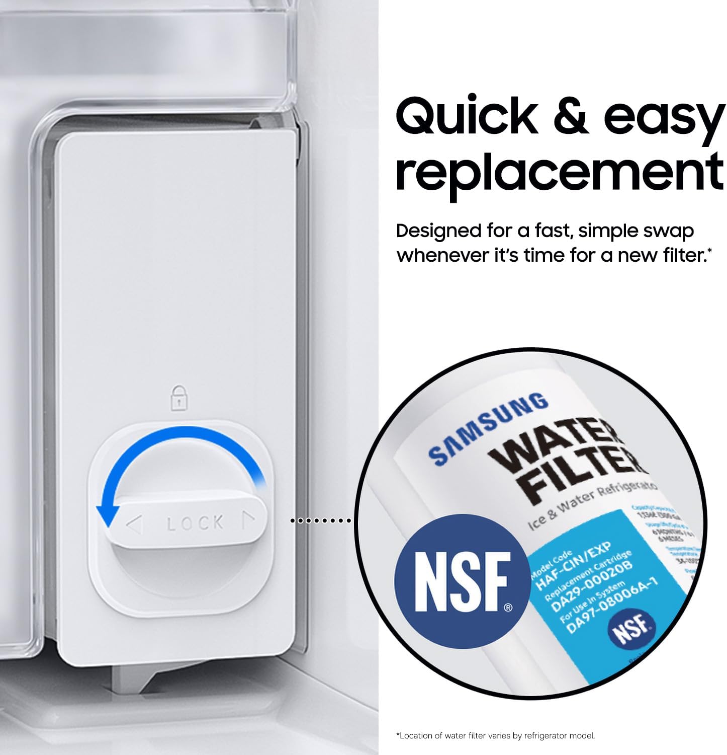Thumbnail 3 de Samsung Genuine Carbon Block Refrigerator Water Filter (HAF-CIN/EXP) – 6-Month Life, 1-Pack
