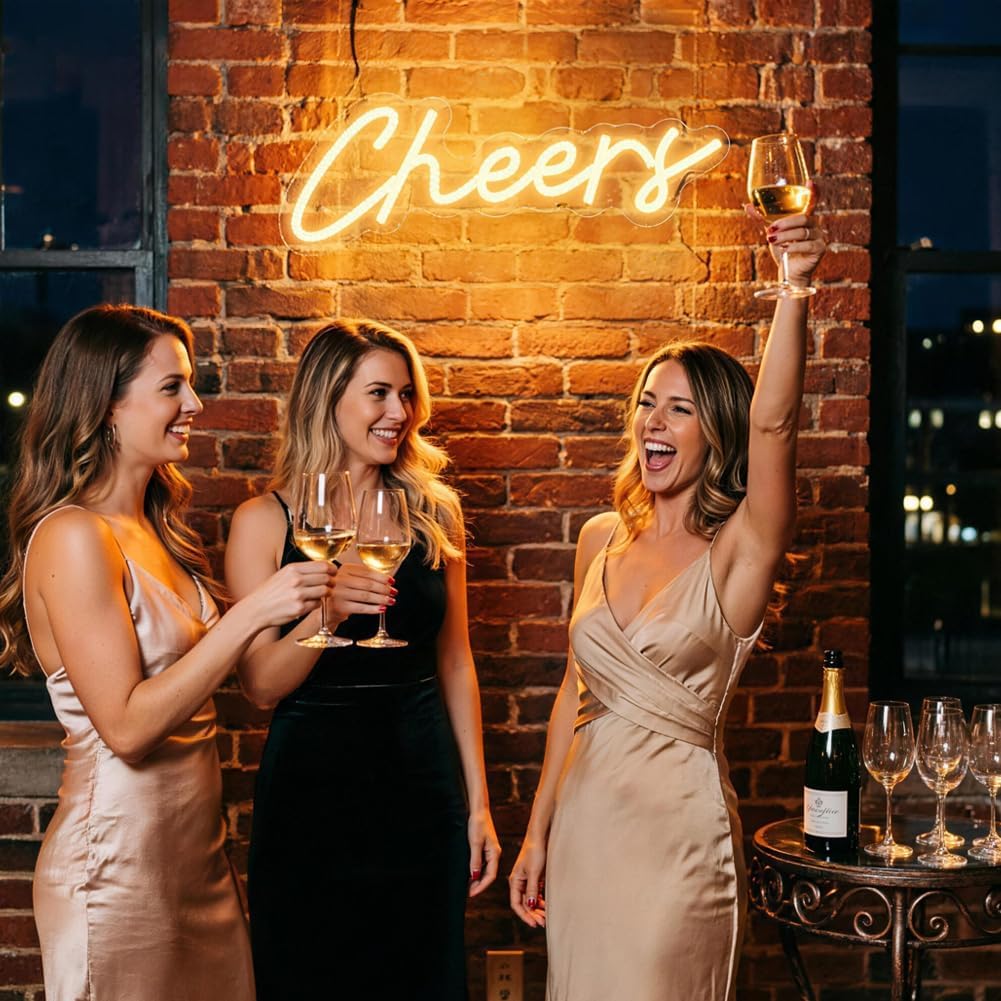 Thumbnail 6 de AOOTE 6314110 Cheers LED Neon Sign, Warm White, USB-Powered, 6 Brightness Levels