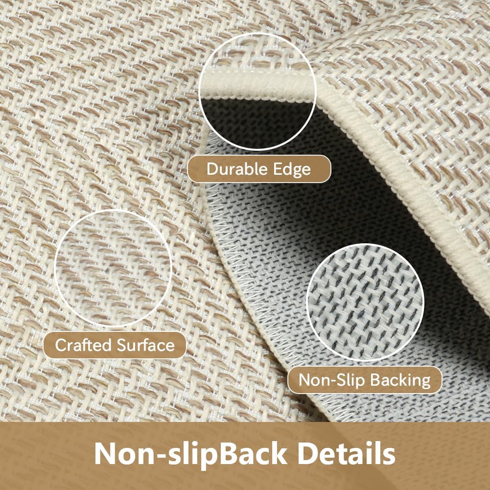 Detalle de AOOWU 5638371 Indoor Door Mat, 44 x 76 cm, 2.1 mm Low Profile, Beige