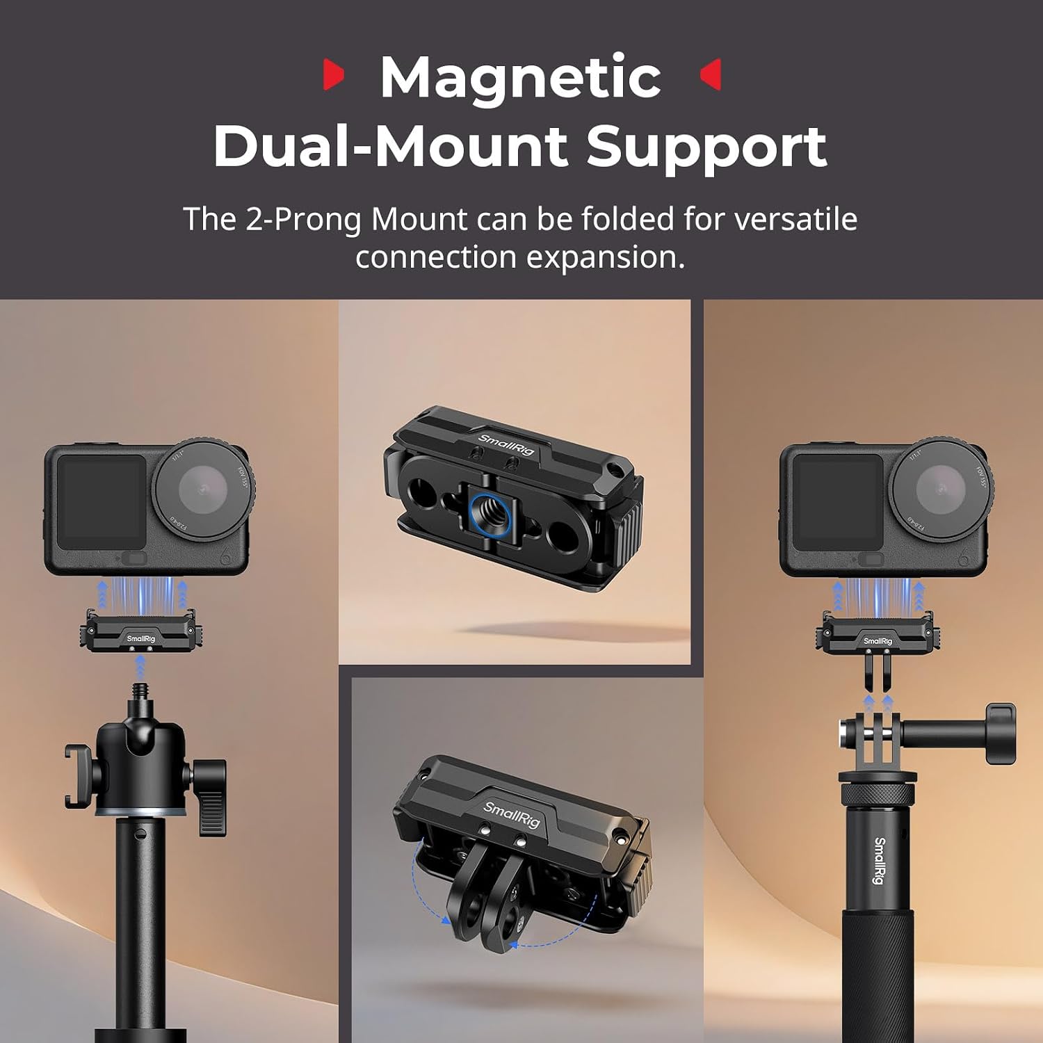 Detalle 2 de SmallRig 5890 magnetischer Dual-Mount Adapterhalter für DJI Osmo Action 6 / Osmo Nano