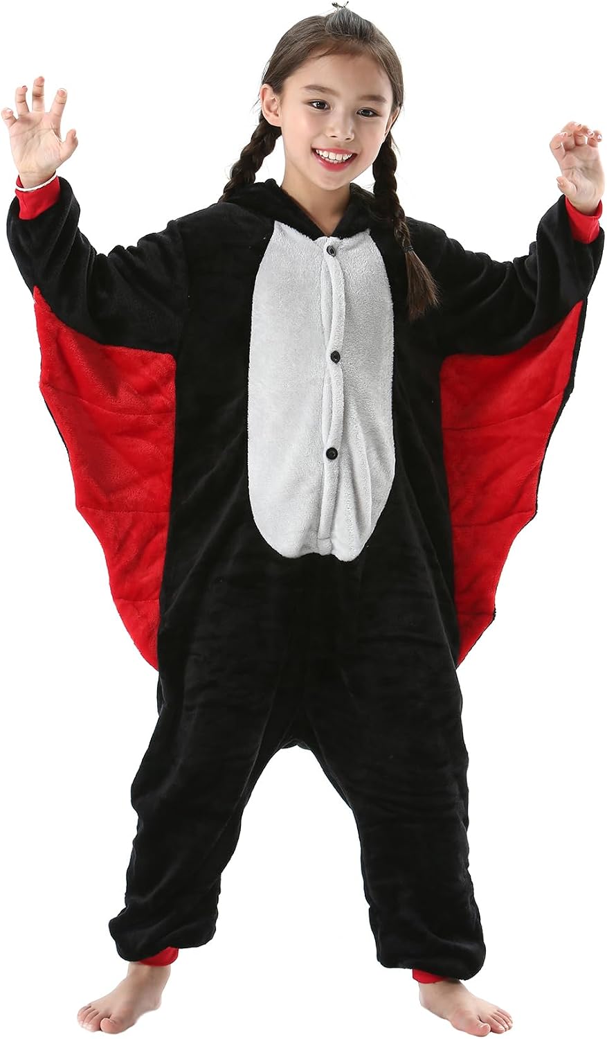 Detalle de CuteOn Kids' Animal Onesie Pajamas with Hood, Tail and Side Pockets