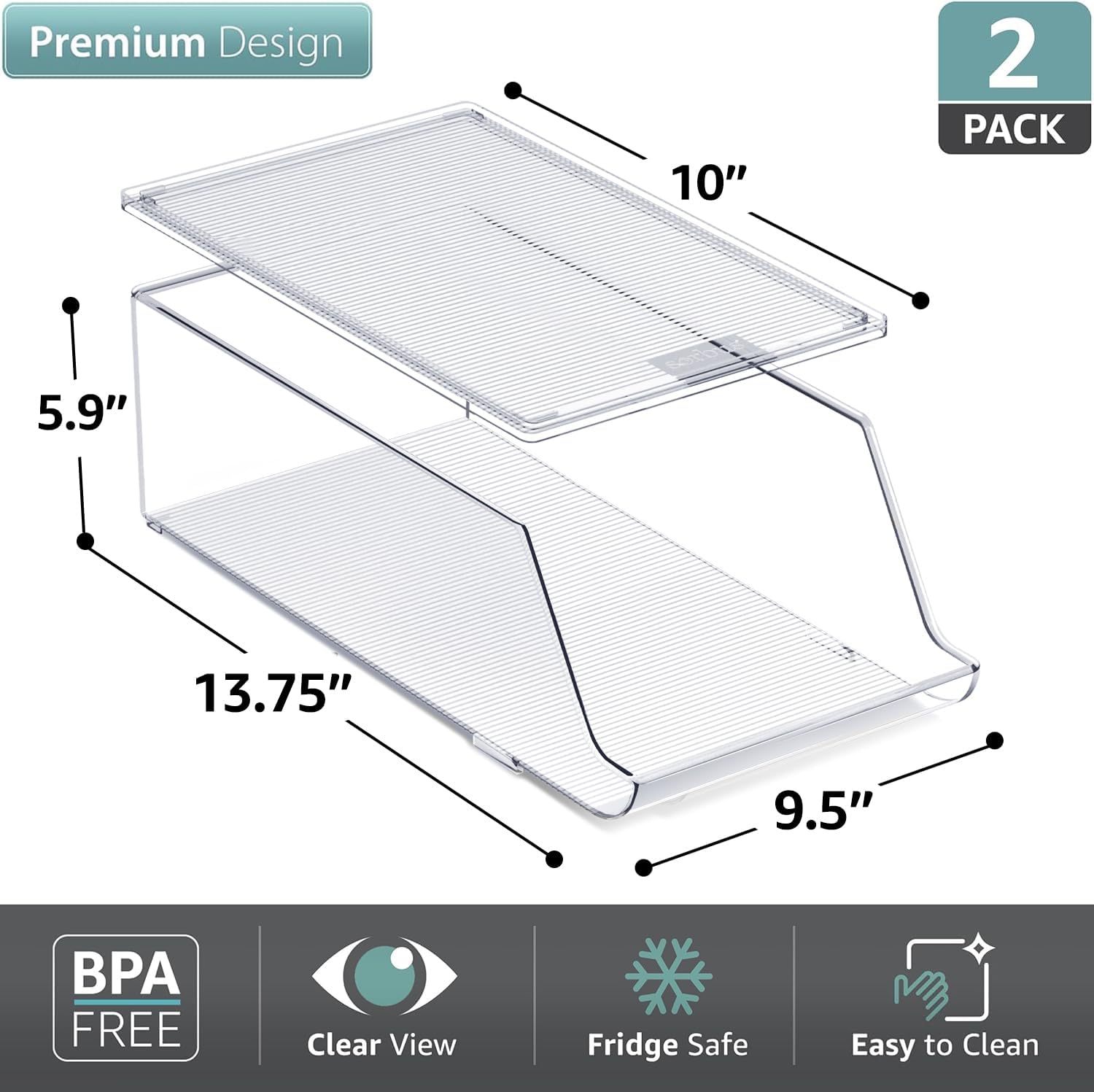 Detalle 2 de Sorbus Water Bottle Organizer for Fridge (Stackable, Lid, Holds up to 9 Bottles) – Clear BPA-Free Plastic