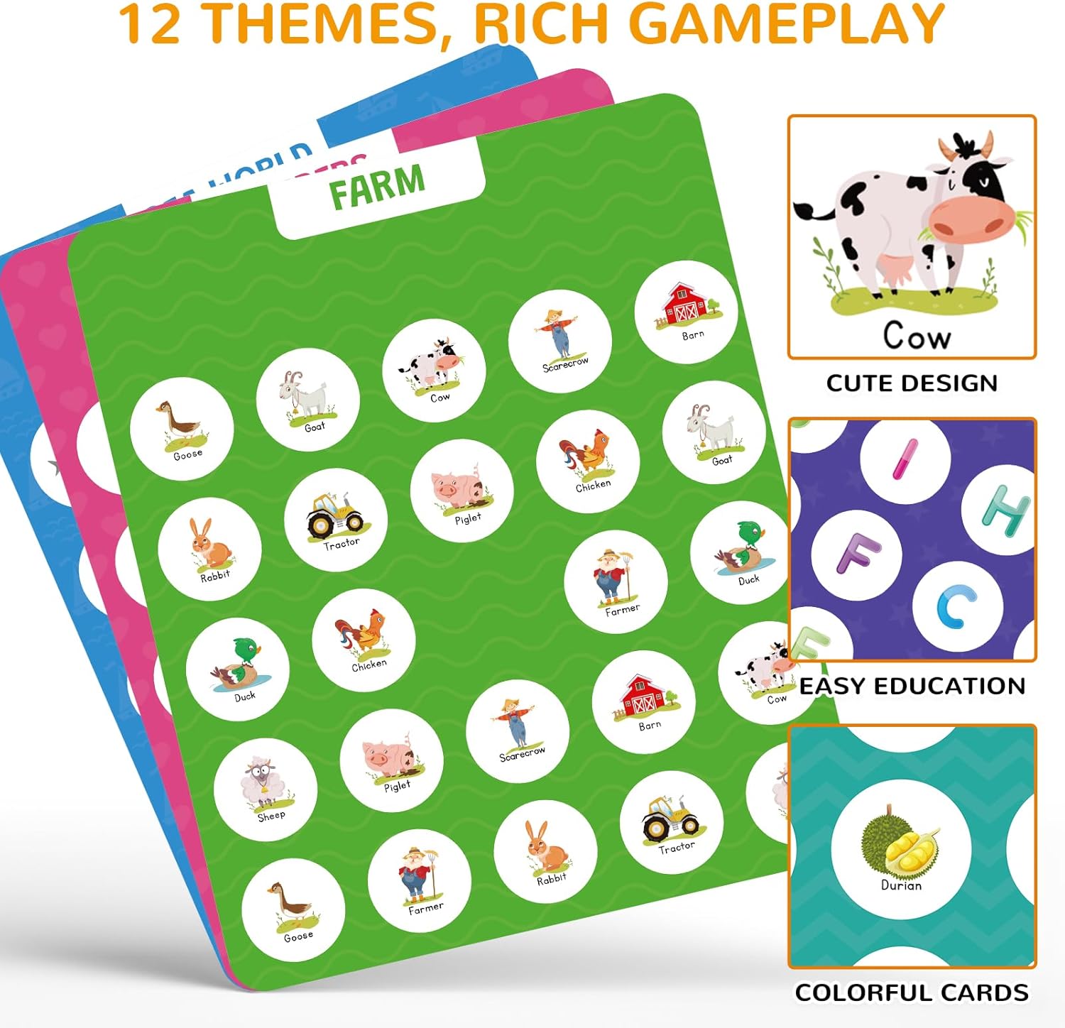 Thumbnail 3 de Matching Memory Game for Kids: Wooden Travel Memory Board (Ages 3–8)