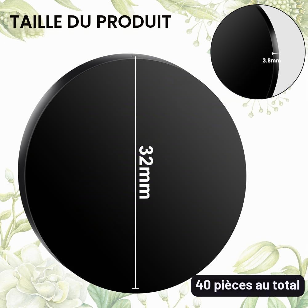 Detalle 2 de Aolso ronde kunststof miniatuurbases van 32 mm, set van 40, zwart