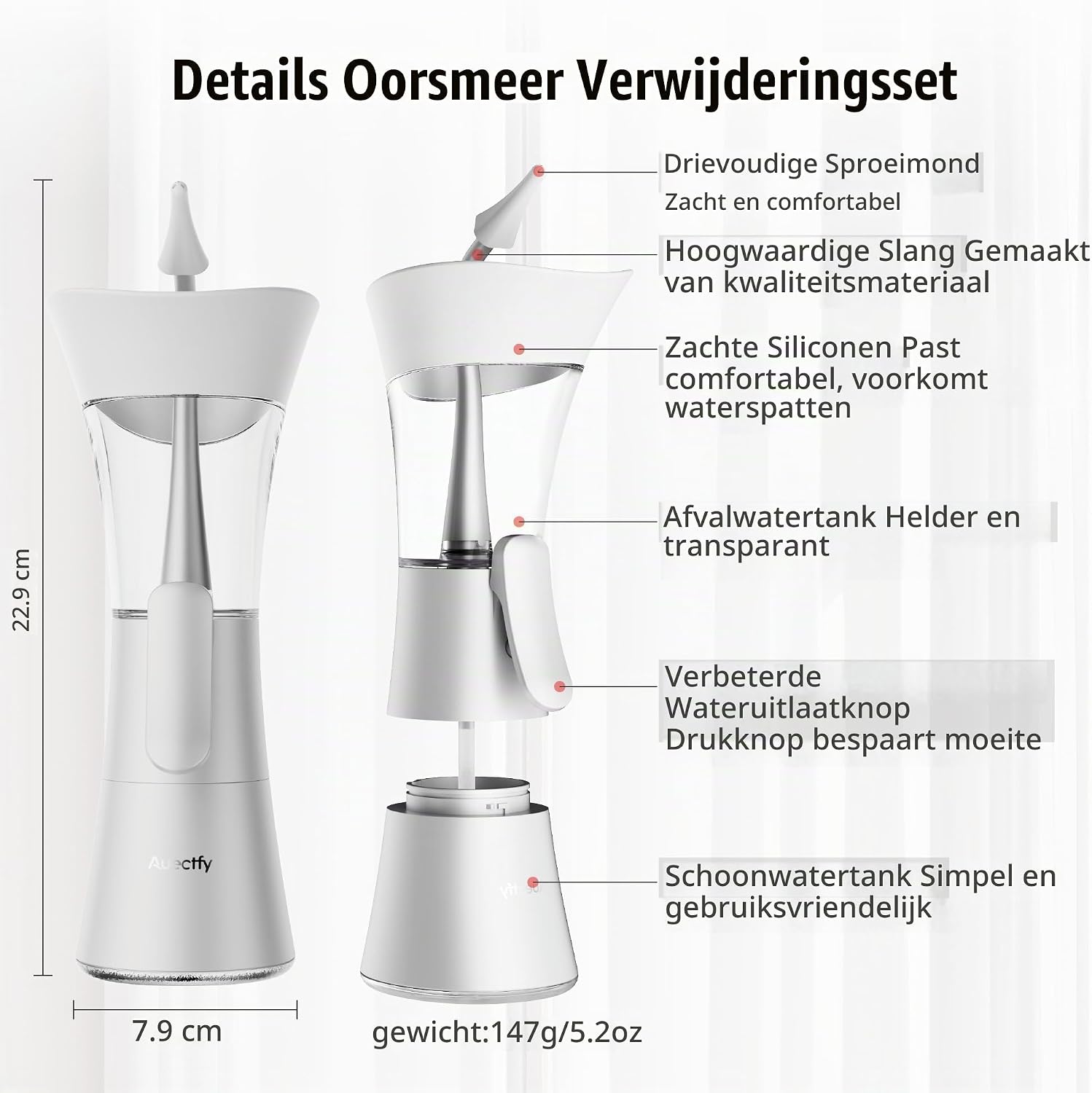 Detalle de Auectfy CSJ-006 handmatige oorreinigingsset met siliconen tip en handpomp