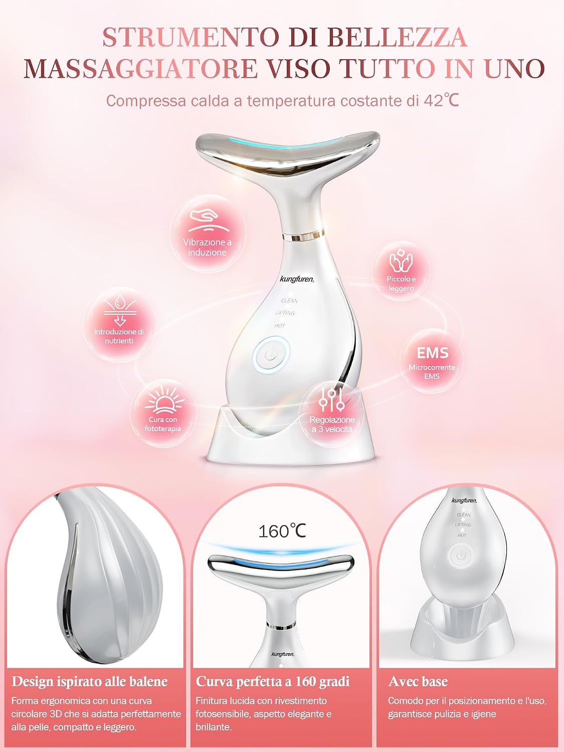 Detalle 2 de Massaggiatore Viso Antirughe Lifting Elettrico 42°C