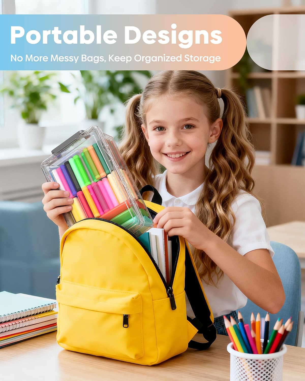 Thumbnail 6 de BiuLeon U4 Pencil Box Set, 8-Pack Stackable Clear Plastic Organizers