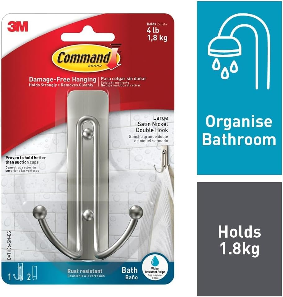 Detalle 2 de Command Bathroom Large Double Hook 1.8 kg hook 🪝