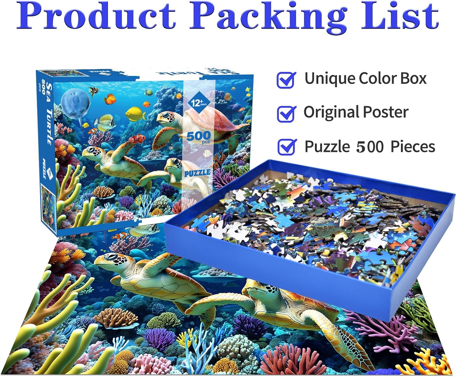 Detalle 2 de Jigsaw Puzzles 500 Pieces Sea Turtle Puzzle