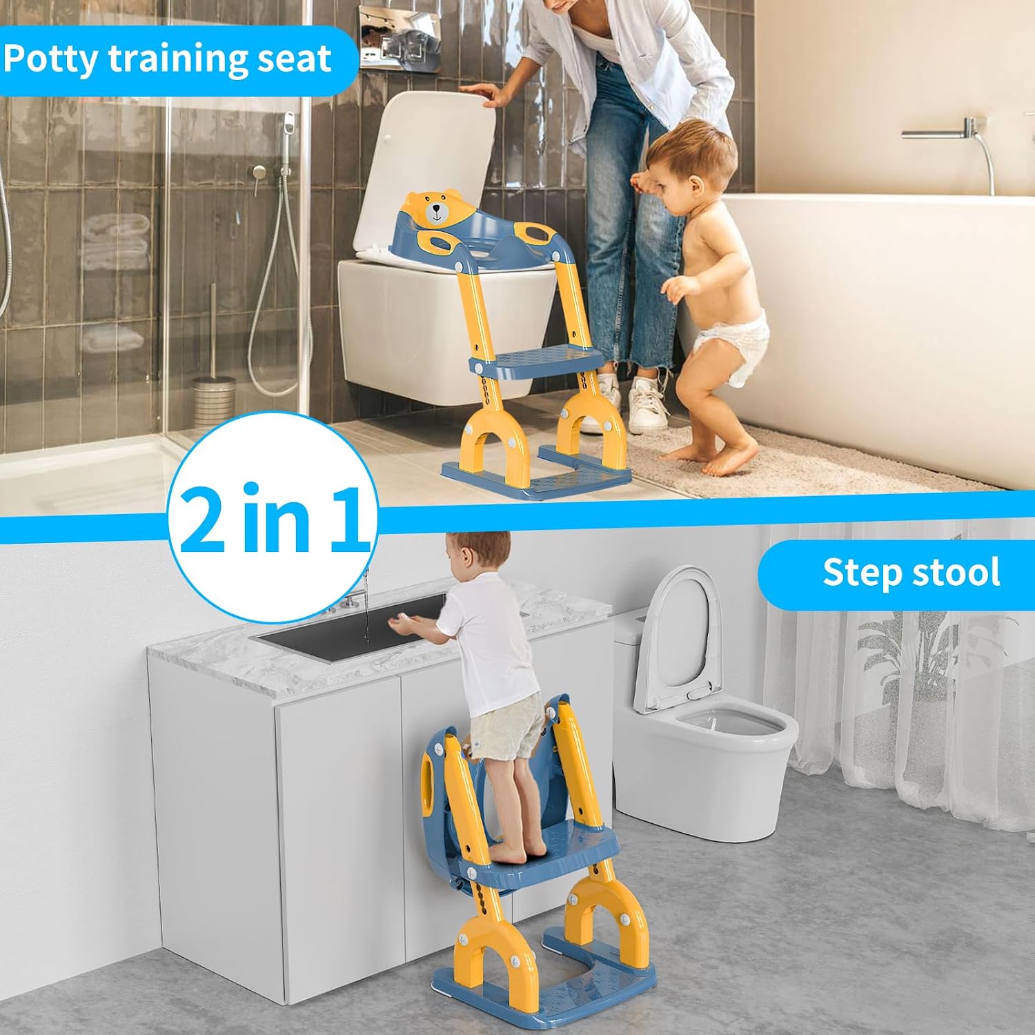 Thumbnail 1 de KYYOKE Toilettensitz für Kinder mit Treppe (2-in-1) – höhenverstellbarer WC-Aufsatz fürs Töpfchentraining