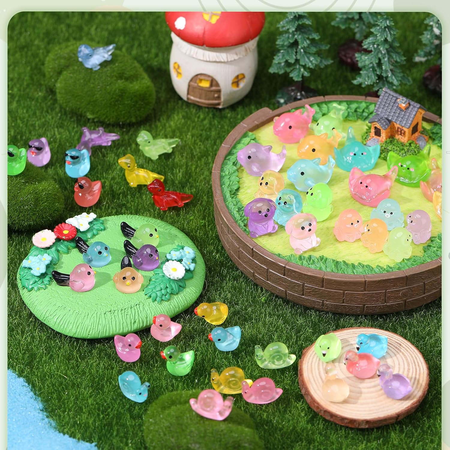 Thumbnail 5 de GSrenyu 100 Mini Luminous Resin Animals (10 Styles) for Aquarium, Fairy Garden & Dollhouse Decor