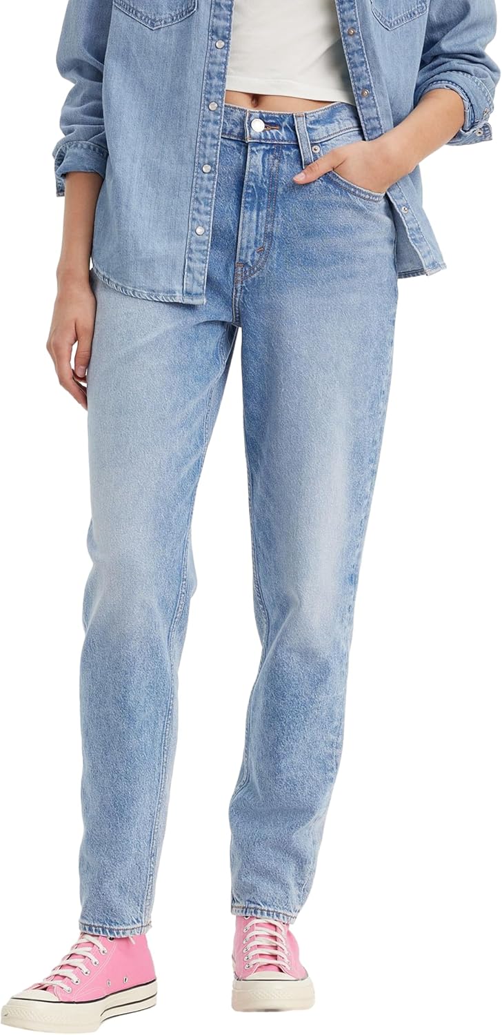 Detalle de Levi's 80s Mom Taper – damskie jeansy Dark Indigo, Worn In