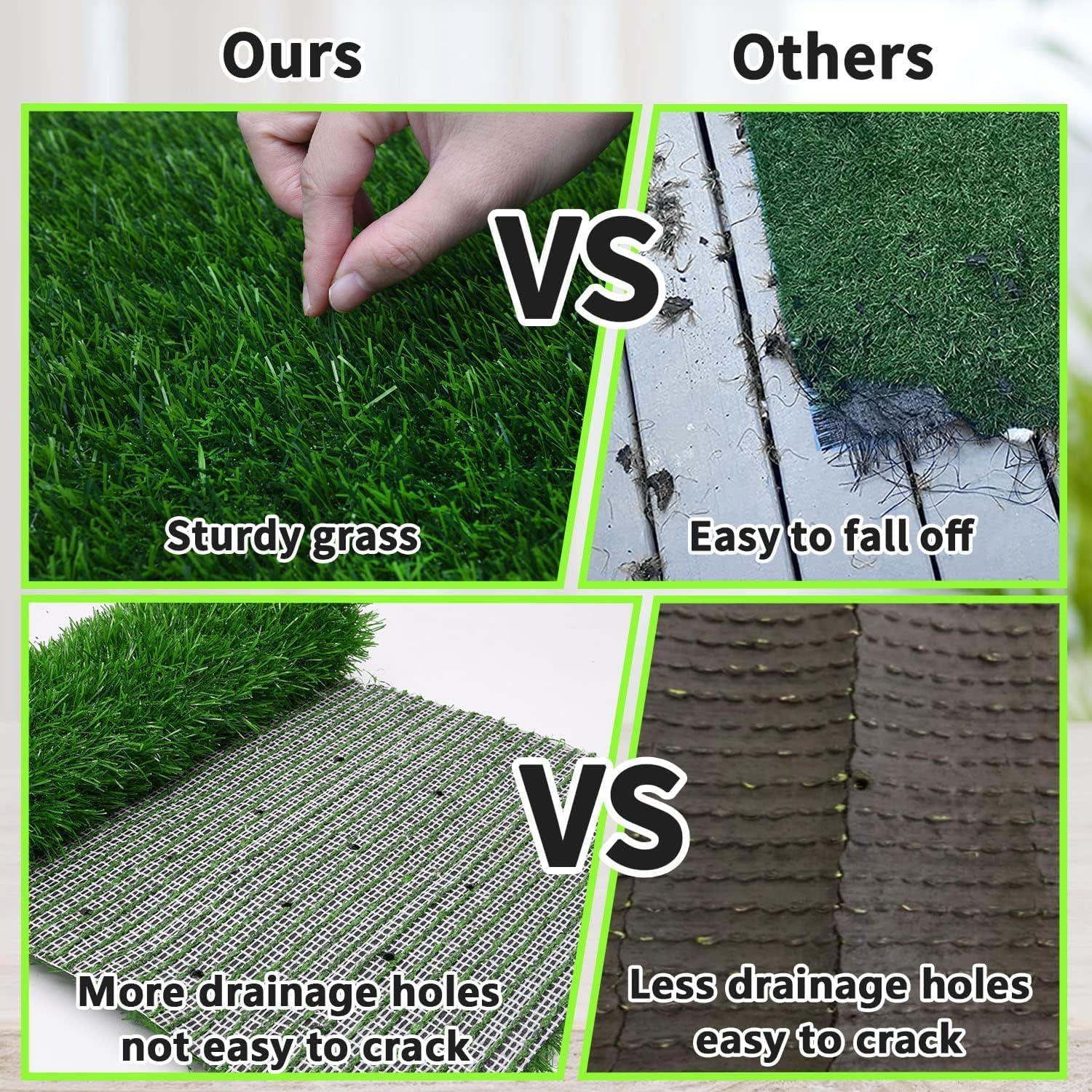 Detalle de Dog Grass Mat 80 x 100cm: Strong Absorbency, Soft Artificial Puppy Grass for Potty Training