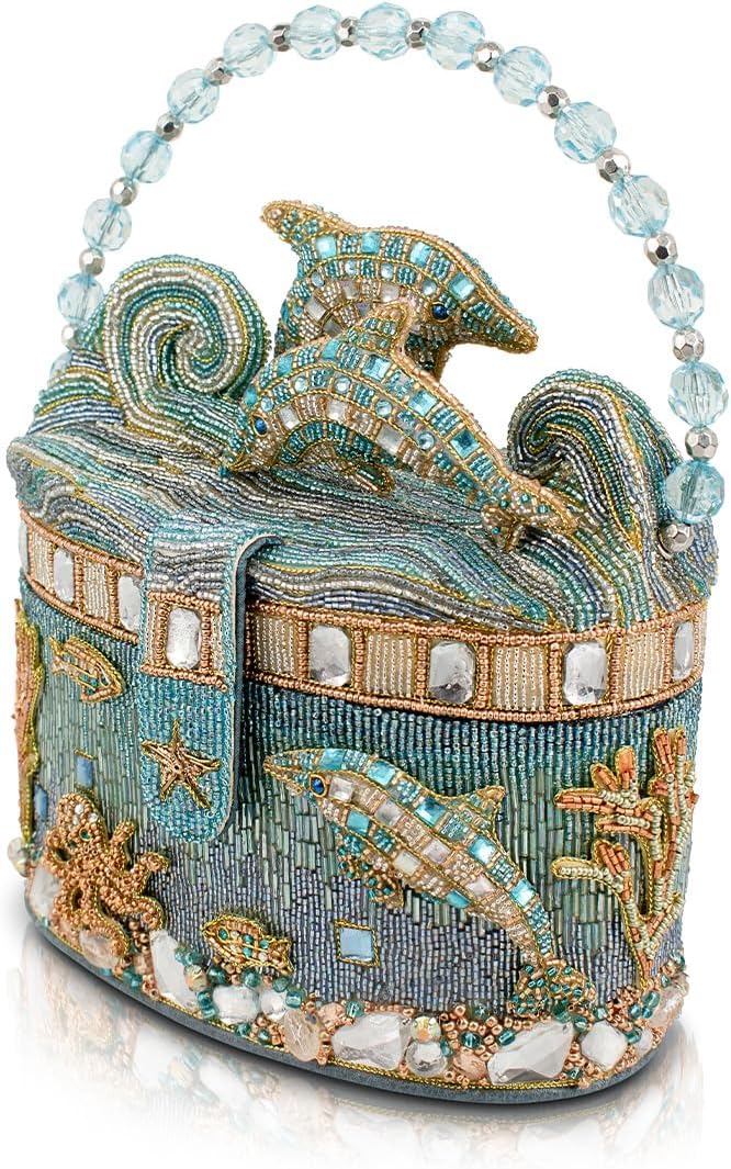 Detalle 2 de Mary Frances Beaded Top-Handle Bag in Blue